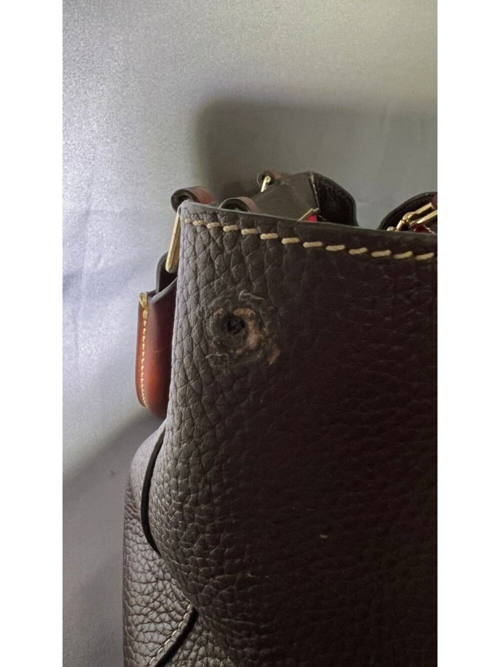 DAMAGED! Dooney & Bourke Brown Pebble Grain Leather Small Satchel Bag - Picture 7 of 14